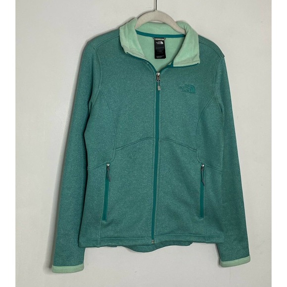 North Face Women's Teal Fleece Lined Zip Up jacket Size Medium O3 - Picture 2 of 5